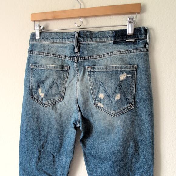 MOTHER Denim The Flirt Jeans High Rise Size 27 Cold Feet Fray Distressed Taper - Picture 5 of 11